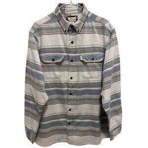 0124 Bob Timberlake Flannel Striped Long Sleeve Button Down Shirt
